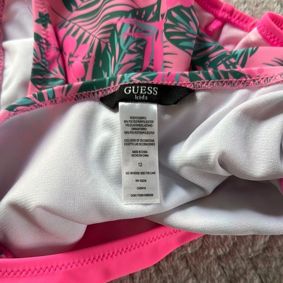 NWOT Guess Kids Pink and Green Tropical Bikini Set - Picture 5 of 5